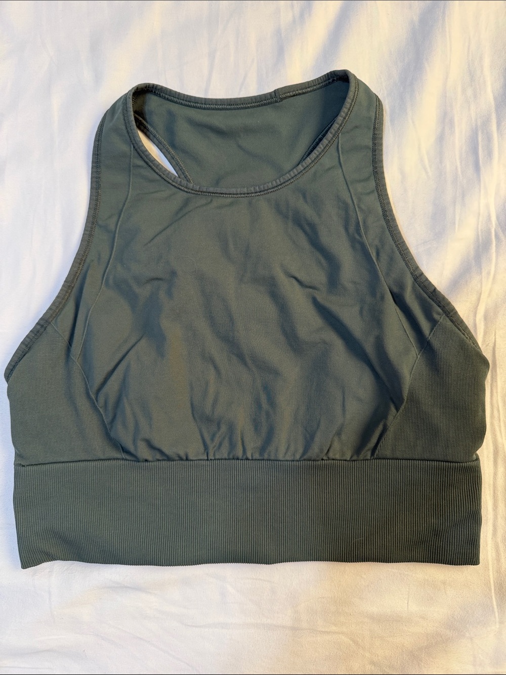 lululemon athletica High-Neck Seamless Crop Bralette in Olive